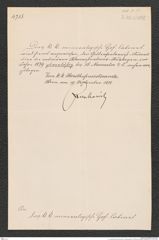 k.k. naturhistorisches Hofmuseum, Intendanzakten 1876-1884 (Hochstetter), Aktenzahl Z.75.c/1878, Seite 1